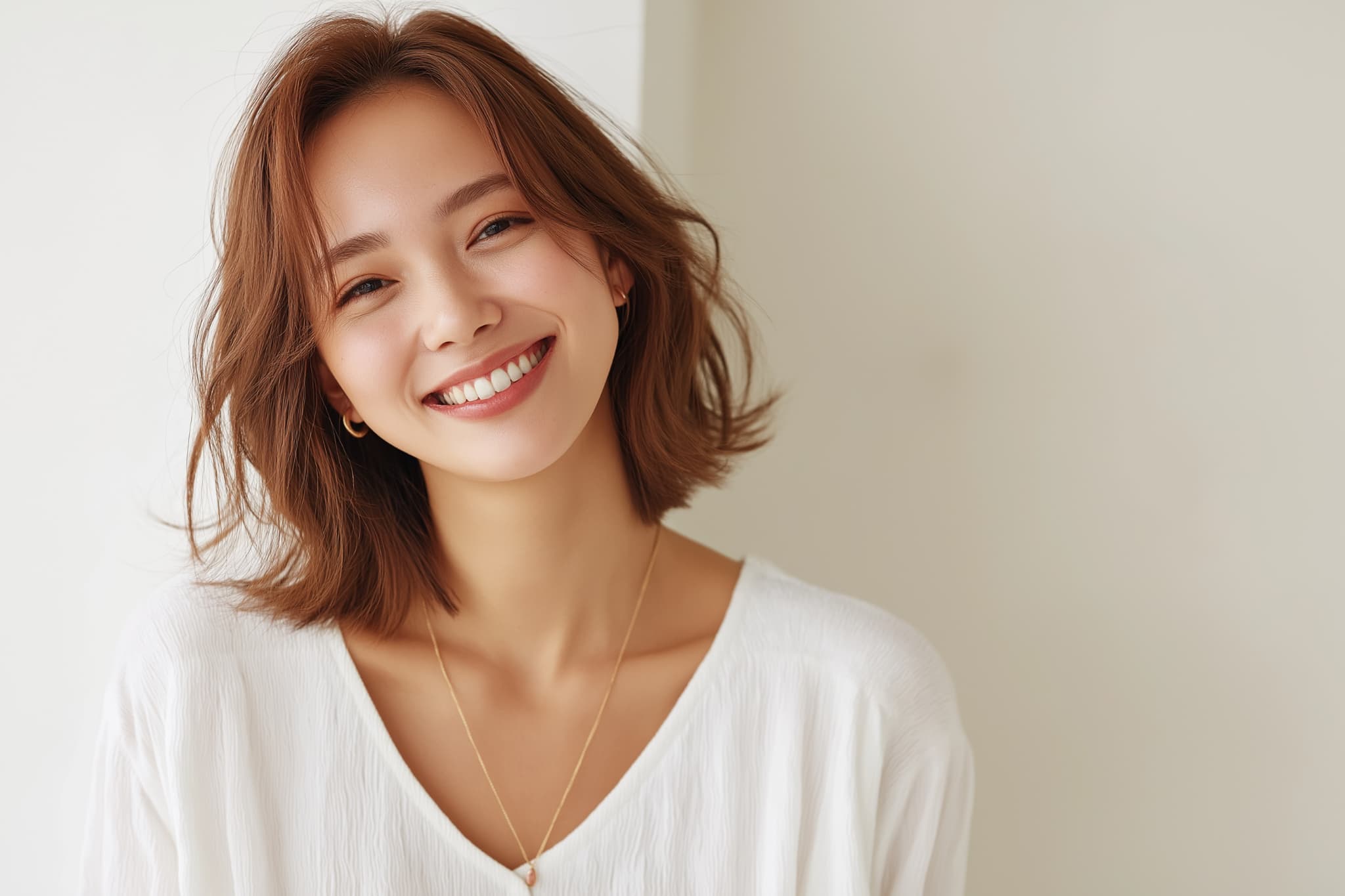 美しい歯を見せて笑う女性